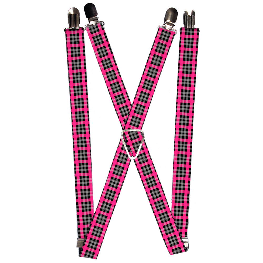 Suspenders - Plaid Black/Gray/Fuchsia Suspenders Buckle-Down 1.0-Inch Wide Regular
