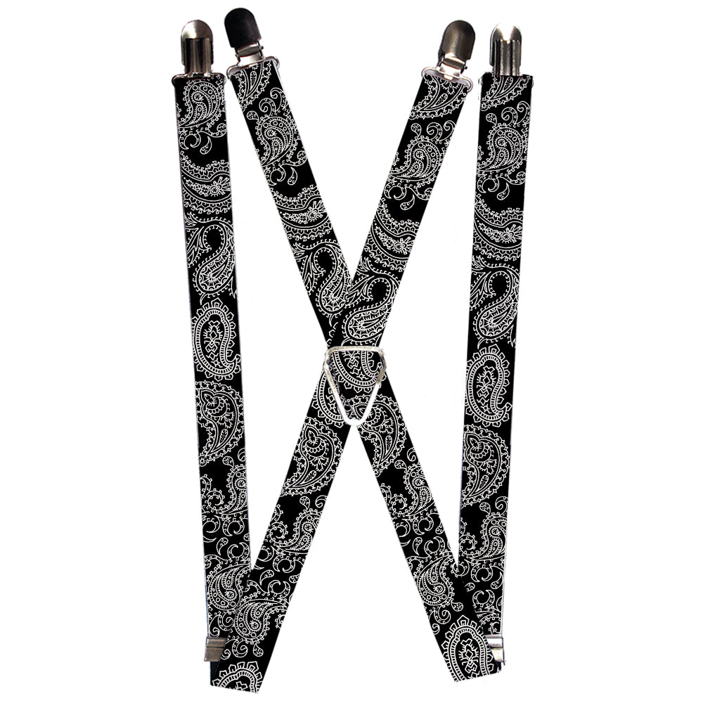 Suspenders - Paisley2 Black/White Suspenders Buckle-Down 1.0-Inch Wide Regular