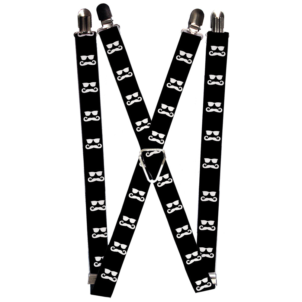 Suspenders - Sunglasses & Mustache Black/White Suspenders Buckle-Down 1.0-Inch Wide Regular