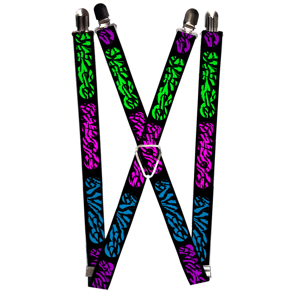 Suspenders - SWAGG Black/Zebra Multi Neon Suspenders Buckle-Down
