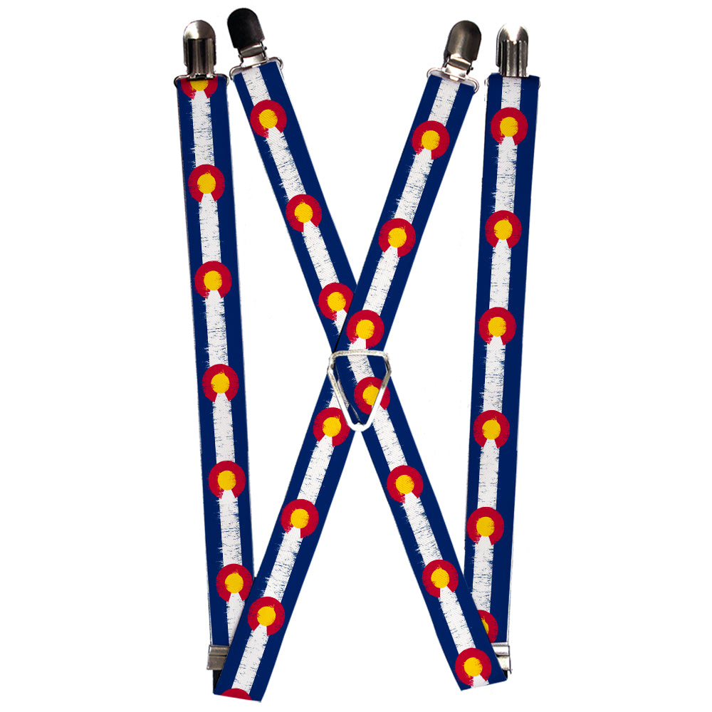 Suspenders - Colorado Flags2 Repeat Weathered Suspenders Buckle-Down 1.0-Inch Wide Regular