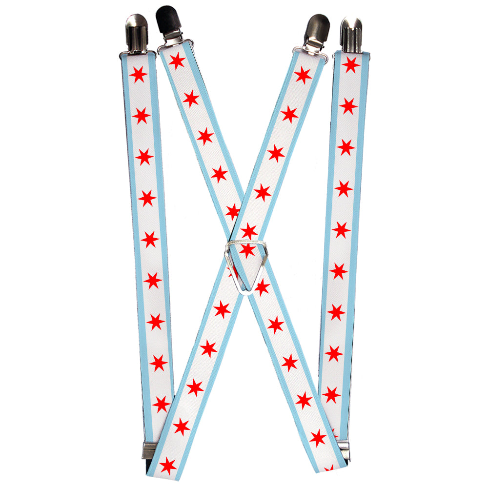 Suspenders - Chicago Flag Suspenders Buckle-Down 1.0-Inch Wide Regular