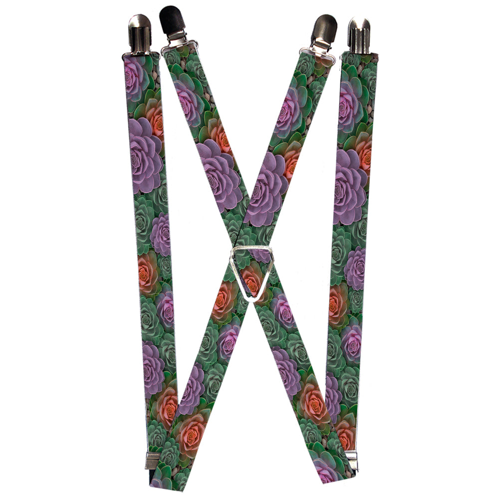 Suspenders - Succulents Stacked Green/Pink/Orange Suspenders Buckle-Down 1.0-Inch Wide Regular