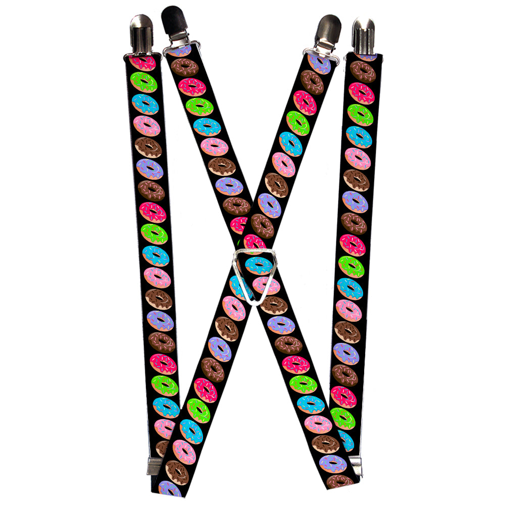 Suspenders - Sprinkle Donuts Black/Multi Color Suspenders Buckle-Down 1.0-Inch Wide Regular