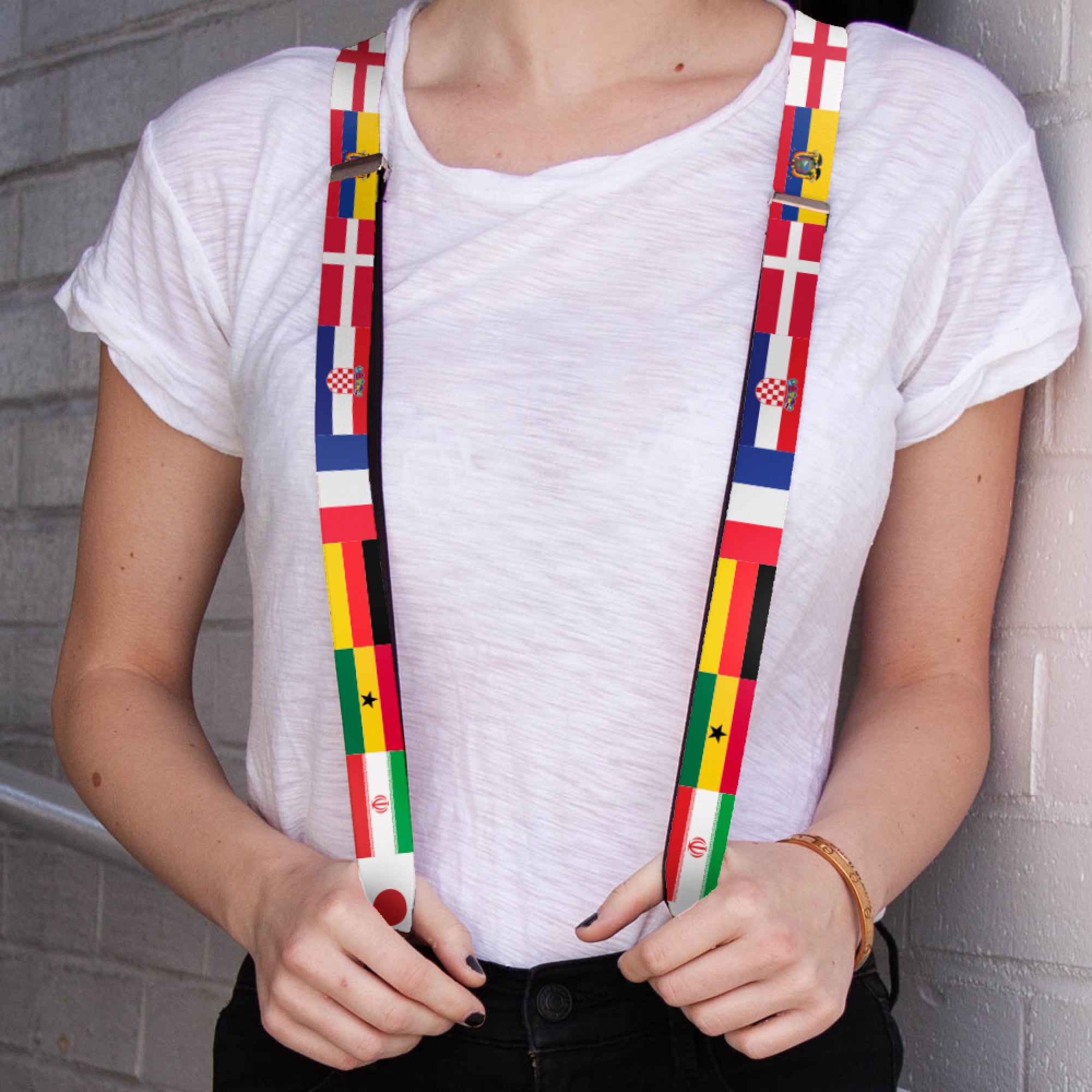 Suspenders - 1.0" - Soccer Fan World Cup Team Country Flags Suspenders Buckle-Down