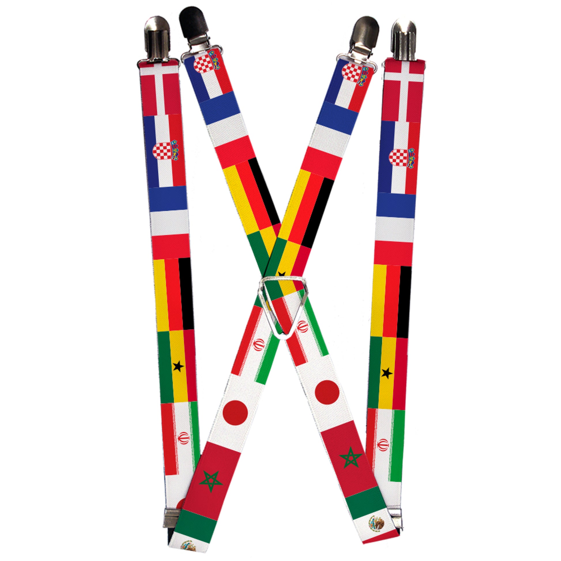 Suspenders - 1.0" - Soccer Fan World Cup Team Country Flags Suspenders Buckle-Down