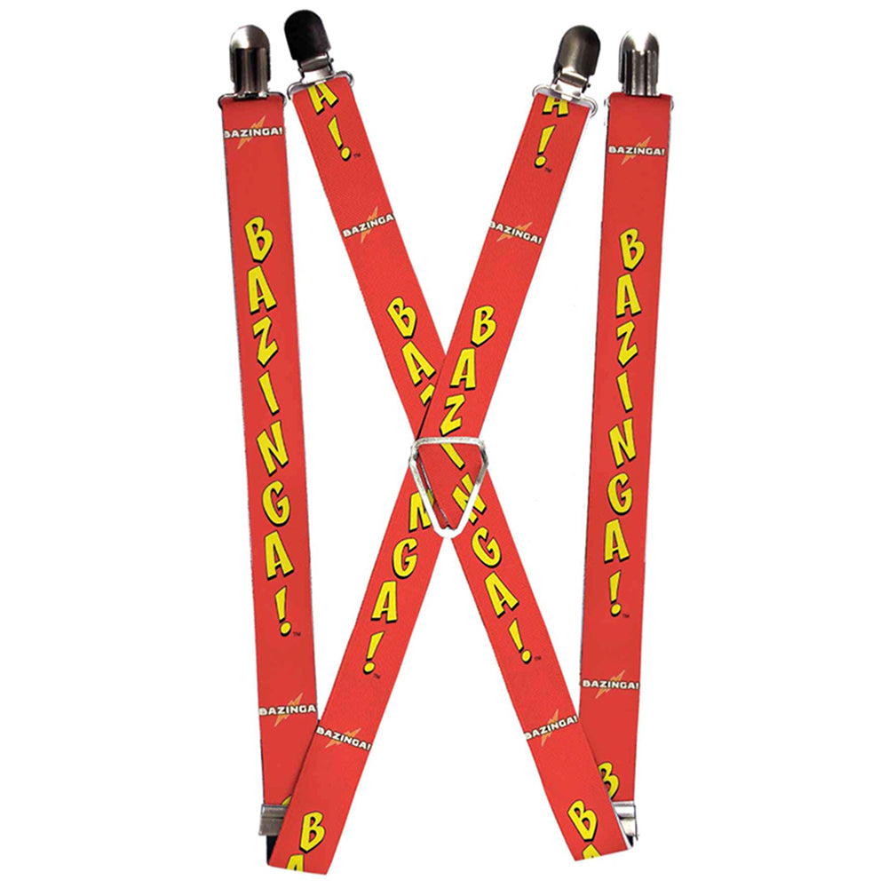 Suspenders - BAZINGA! Red/Gold Suspenders The Big Bang Theory 1.0-Inch Wide Regular