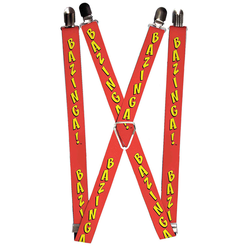 Suspenders - BAZINGA! Red/Yellow Suspenders The Big Bang Theory 1.0-Inch Wide Regular