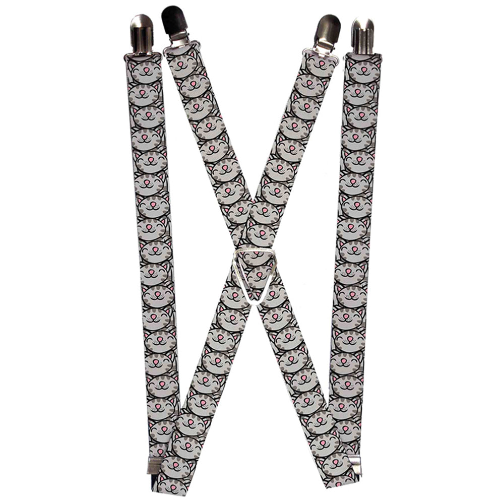 Suspenders - Soft Kitty Face CLOSE-UP Gray Suspenders The Big Bang Theory 1.0-Inch Wide Regular