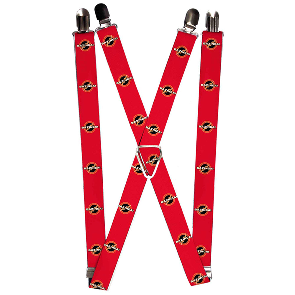 Suspenders - BAZINGA! Logo Burgundy Suspenders The Big Bang Theory 1.0-Inch Wide Regular