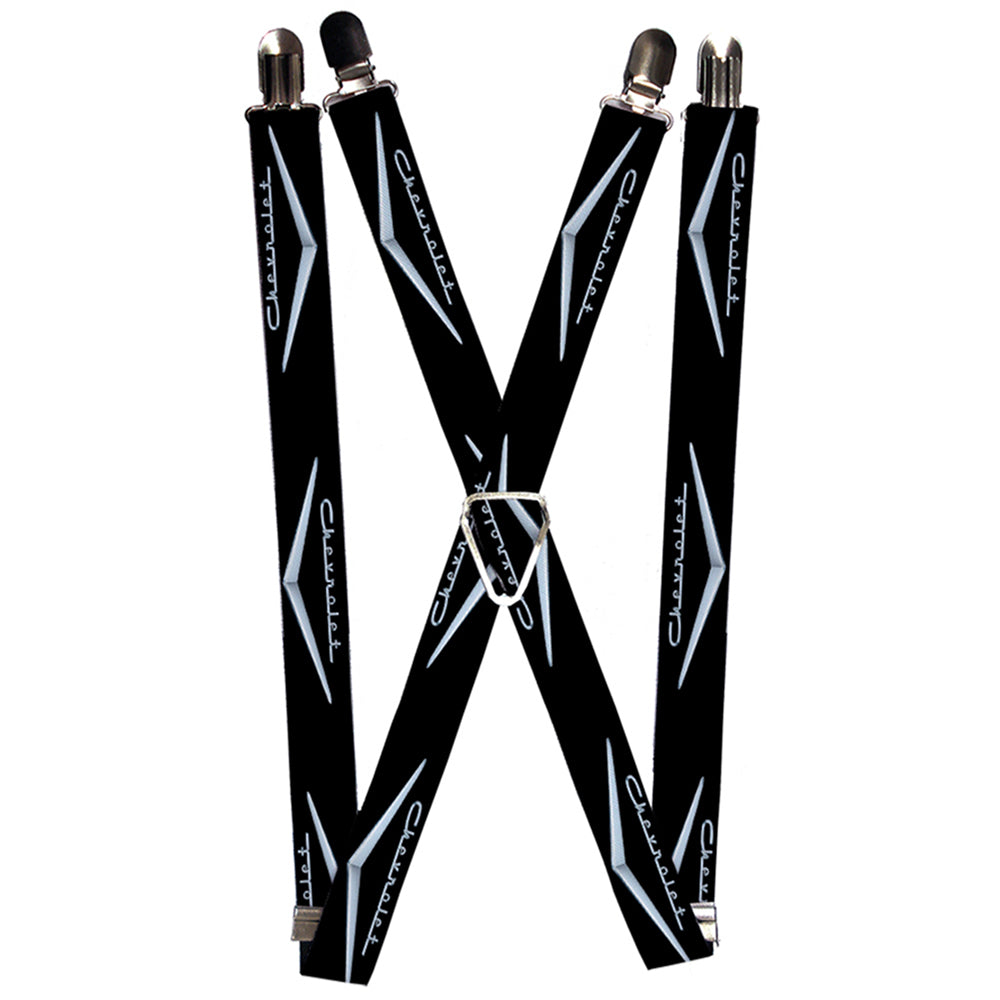 Suspenders - 1955-57 CHEVROLET V Emblem Black/Silver