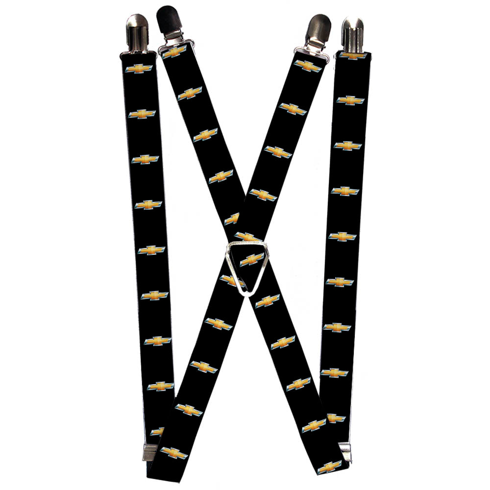 Suspenders - CHEVROLET/Bowtie Black/Gold Suspenders Chevy 1.0-Inch Wide Regular