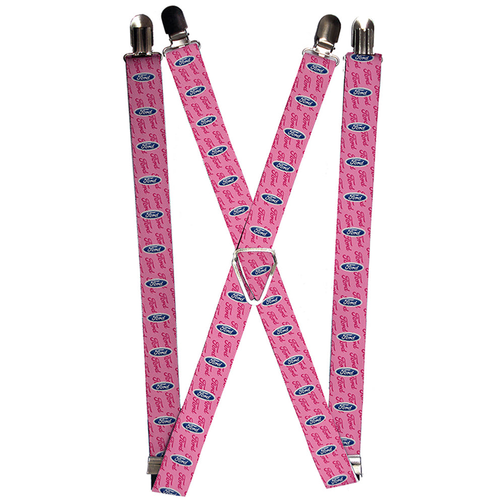 Suspenders - Ford Oval w/Text PINK REPEAT
