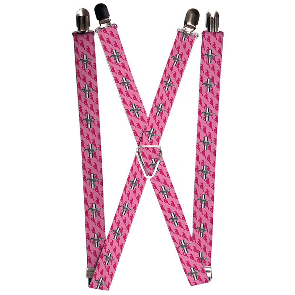 Suspenders - Ford Mustang w/Bars w/Text PINK LOGO REPEAT