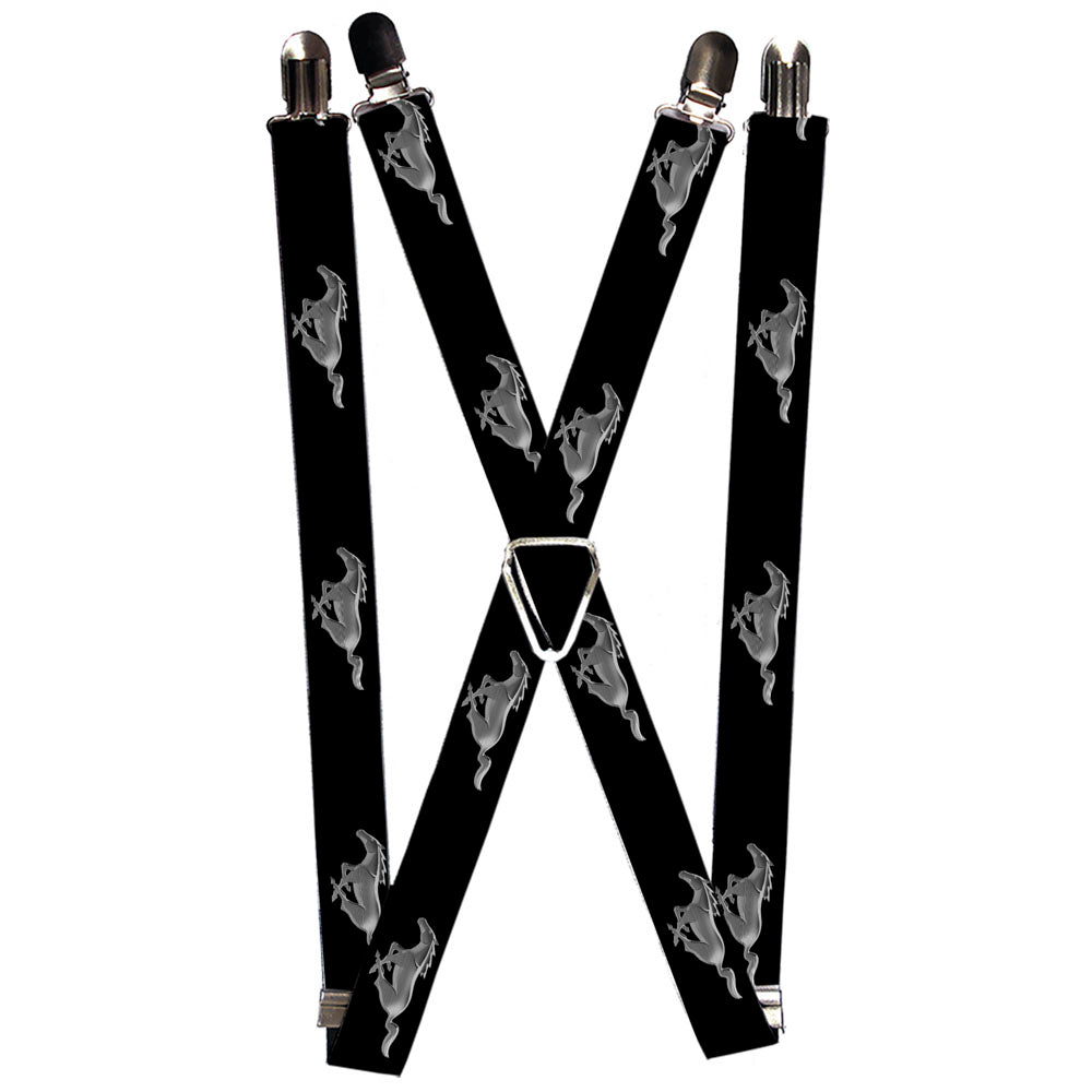 Suspenders - Ford Mustang Pony Silhouette Black/Silvers