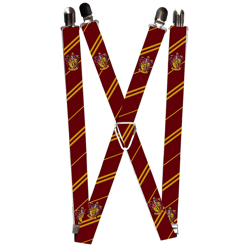 Suspenders - GRYFFINDOR Crest/Stripe Burgundy/Gold Suspenders Harry Potter 1.0-Inch Wide Regular