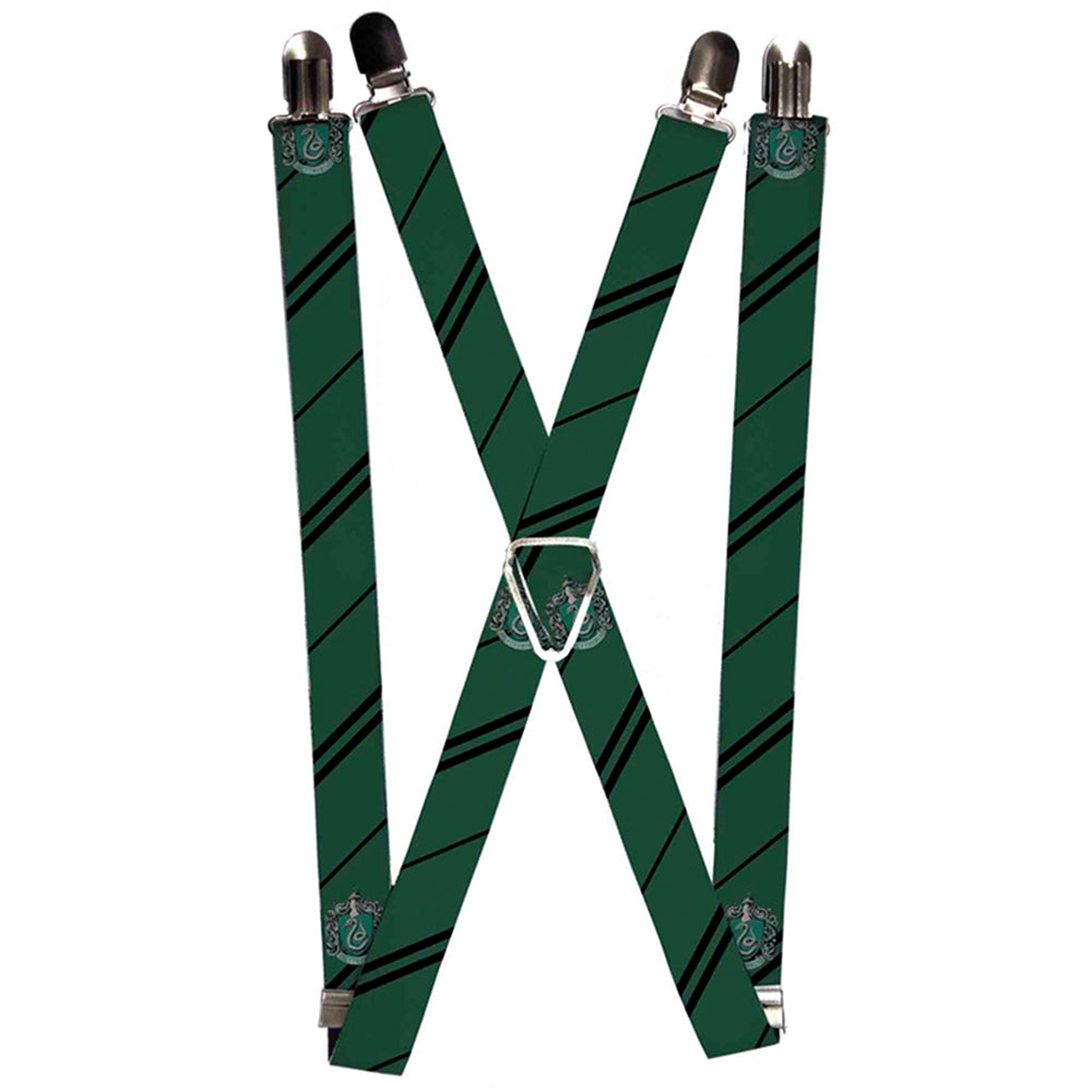 Suspenders - Slytherin Crest/Stripe Green/Black Suspenders Harry Potter 1.0-Inch Wide Regular