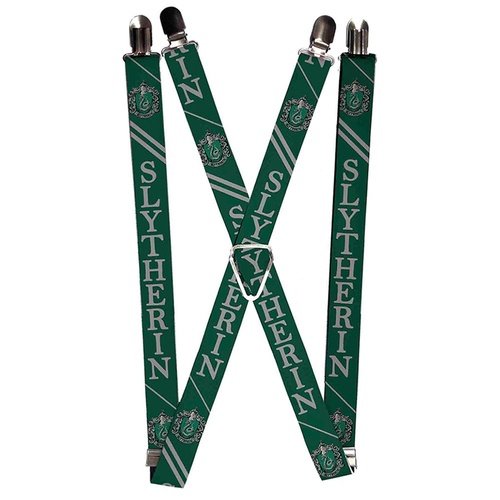 Suspenders - SLYTHERIN Crest/Stripe2 Green/Gray Suspenders Harry Potter 1.0-Inch Wide Regular