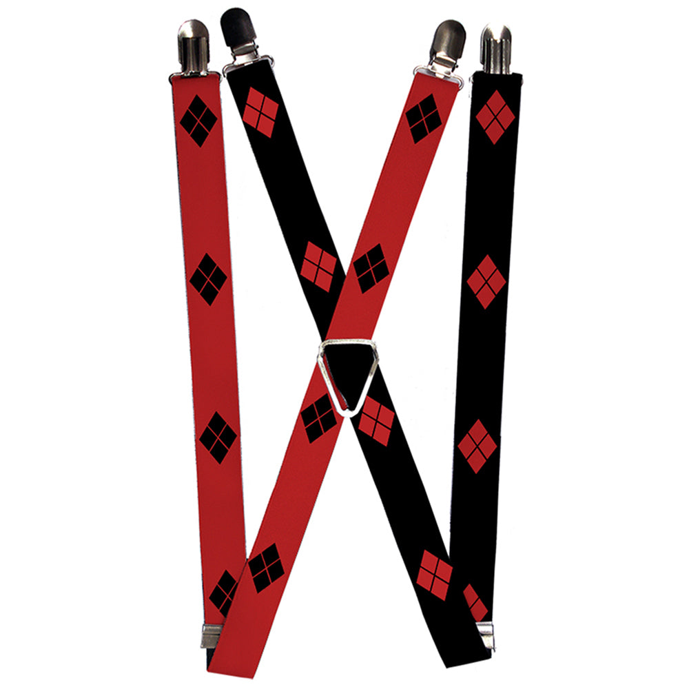 Suspenders - Harley Quinn Diamonds Red/Black + Black/Red Suspenders DC Comics 1.0-Inch Wide Regular