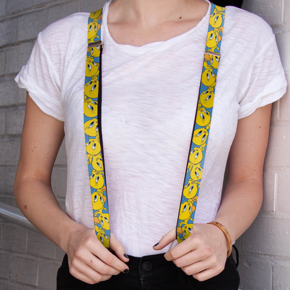 Suspenders - Tweety Bird Poses Baby Blue