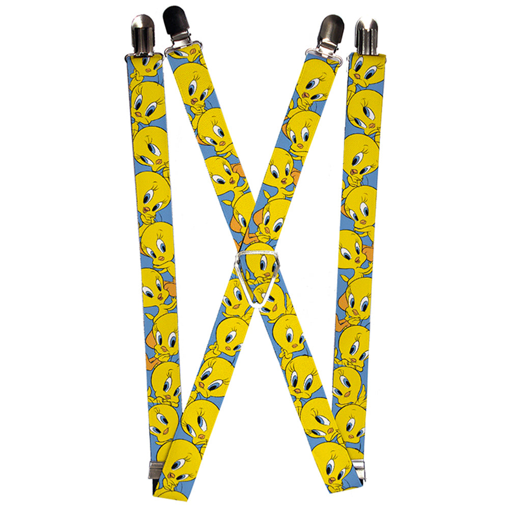 Suspenders - Tweety Bird Poses Baby Blue