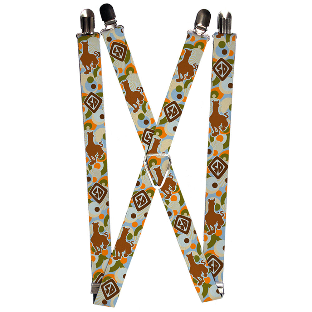 Suspenders - Scooby Doo Pose Silhouette/SD Dog Tag Dots Blue/Tan/Orange/Olive/Browns Suspenders Scooby Doo 1.0-Inch Wide Regular