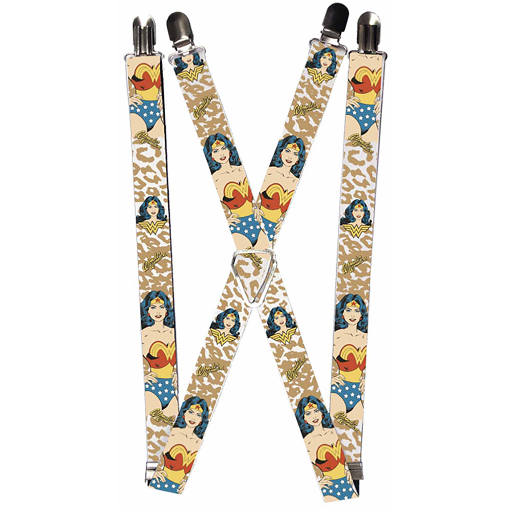 Suspenders - WONDER WOMAN Face/Pose Leopard Tan