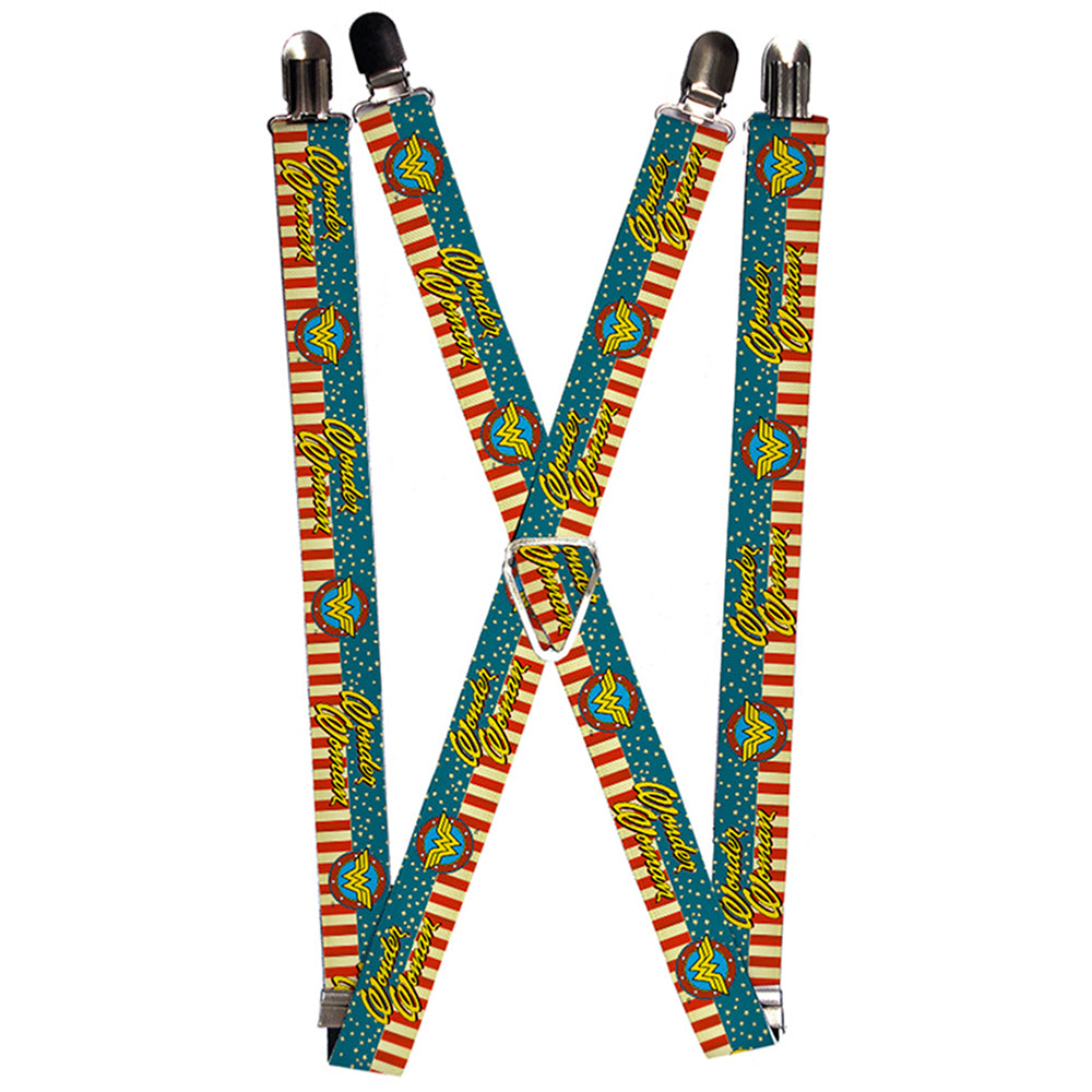 Suspenders - WONDER WOMAN/Logo Americana Red/White/Blue/Yellow