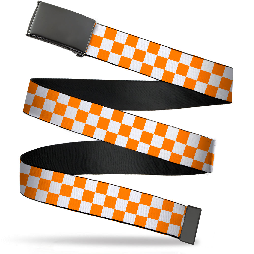 Web Belt Blank Black Buckle - Checker White/TN Orange Webbing Web Belts Buckle-Down   