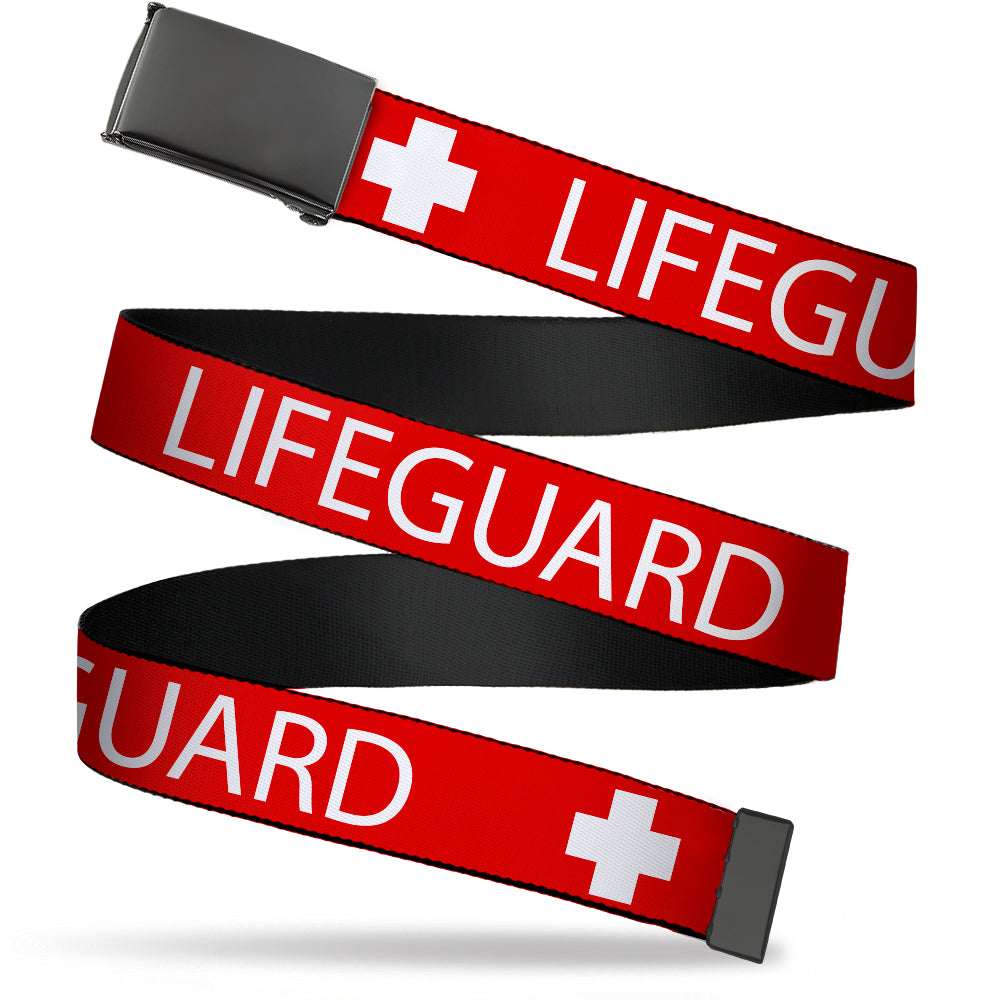 Web Belt Blank Black Buckle - LIFEGUARD/Logo Red/White Webbing Web Belts Buckle-Down   