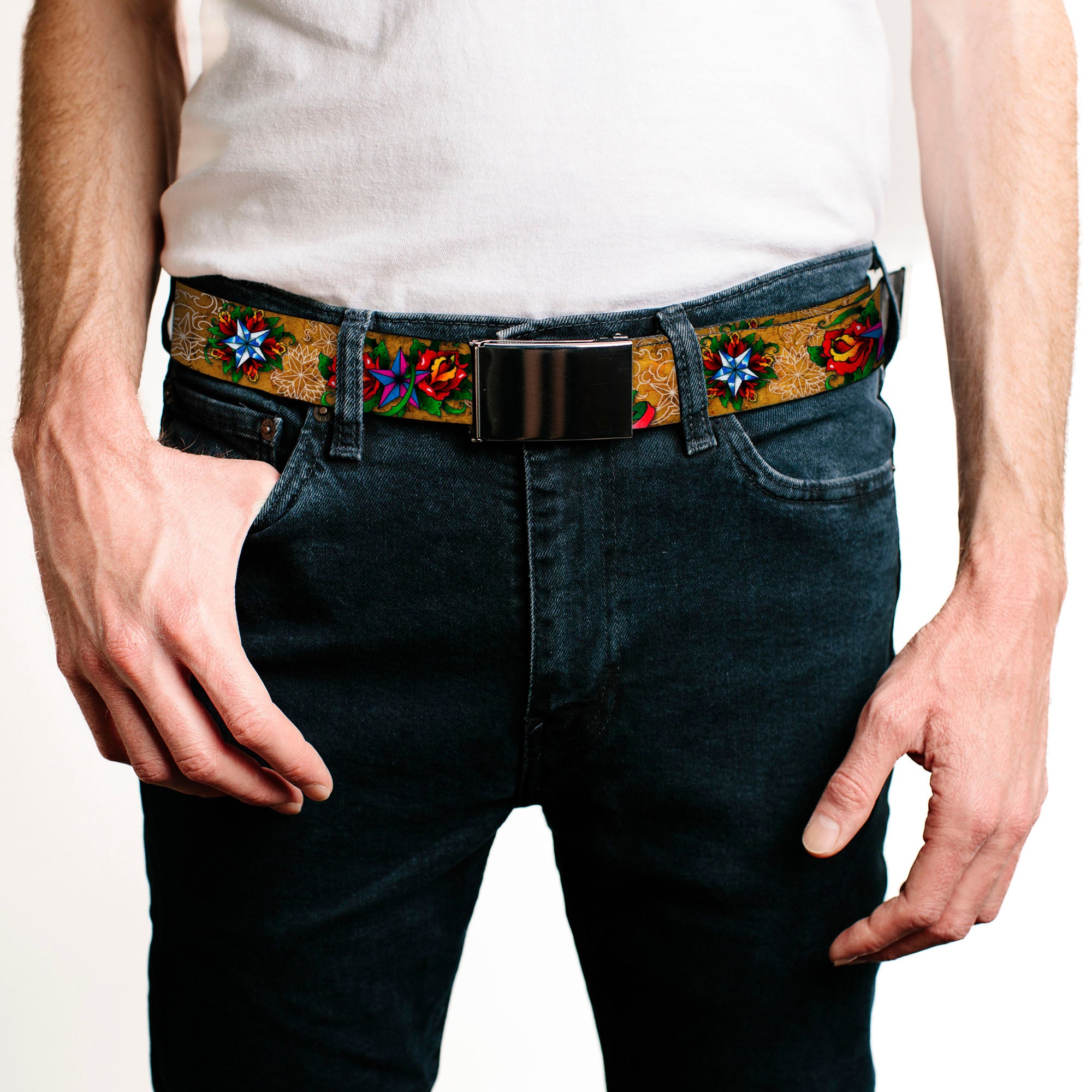 Web Belt Blank Black Buckle - Tattoo Johnny-Stars Webbing