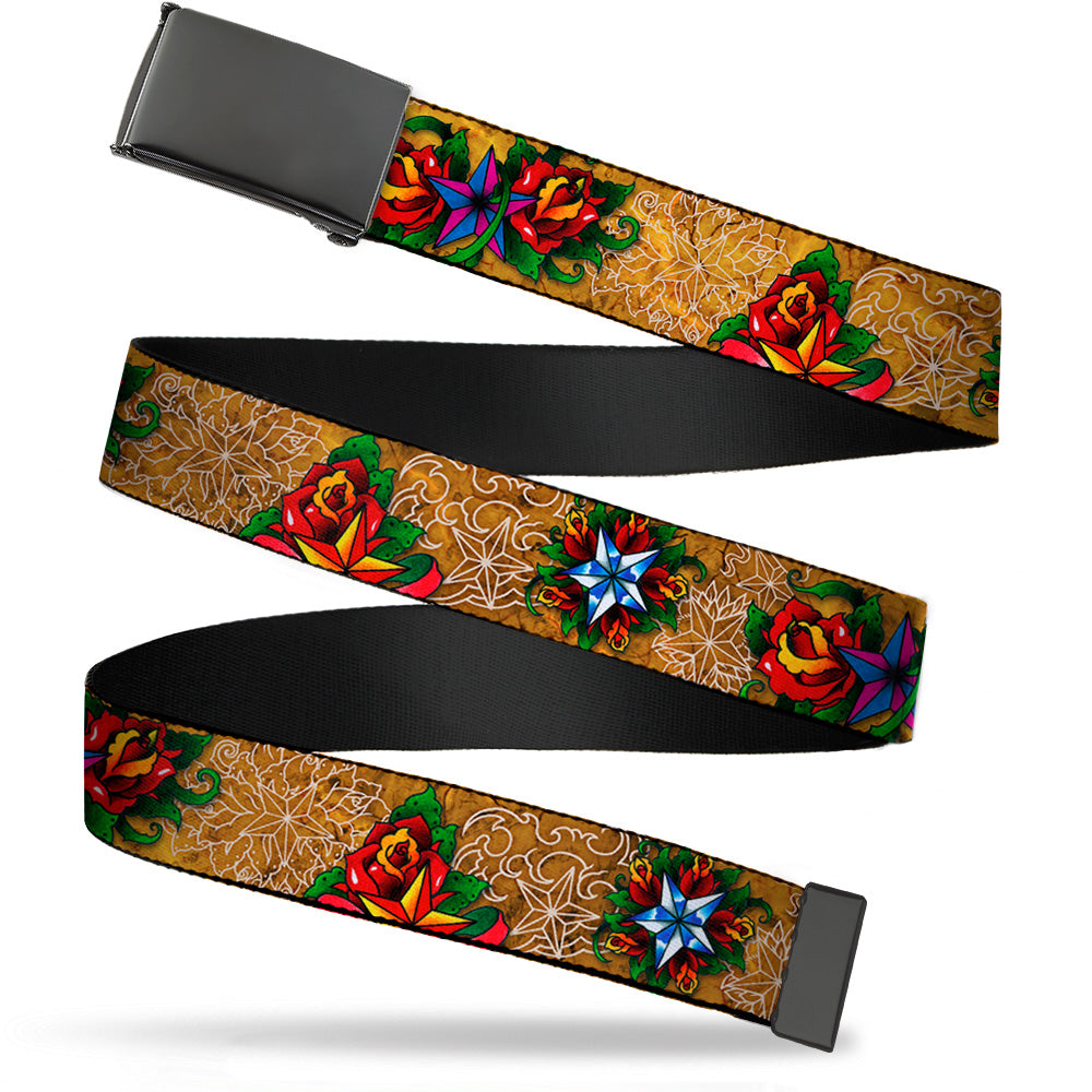 Web Belt Blank Black Buckle - Tattoo Johnny-Stars Webbing