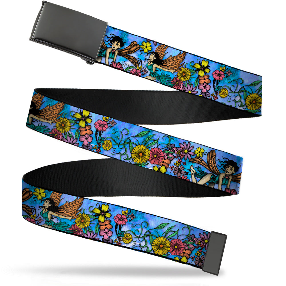 Web Belt Blank Black Buckle - Tattoo Johnny-Flower Fairy Webbing