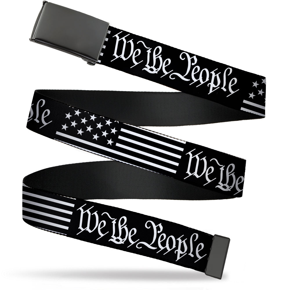 Web Belt Blank Black Buckle - Americana Flag/WE THE PEOPLE Black/White Webbing Web Belts Buckle-Down   