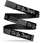 Web Belt Blank Black Buckle - Americana Flag/WE THE PEOPLE Black/White Webbing Web Belts Buckle-Down   