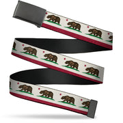 Web Belt Blank Black Buckle - California Flag Bear Weathered White Webbing Web Belts Buckle-Down   