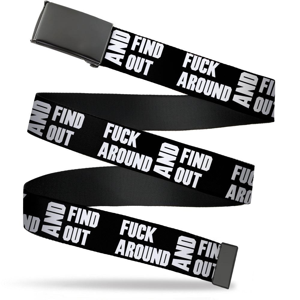 Web Belt Blank Black Buckle - FAFO FUCK AROUND AND FIND OUT Bold Black/White Webbing Web Belts Buckle-Down   