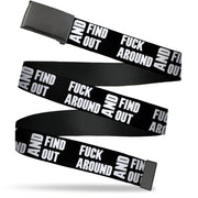 Web Belt Blank Black Buckle - FAFO FUCK AROUND AND FIND OUT Bold Black/White Webbing Web Belts Buckle-Down   