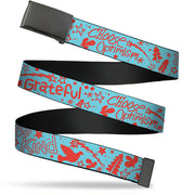 Web Belt Blank Black Buckle - GRATEFUL OPTIMISM BE KIND Icons Collage Blue/Red Webbing Web Belts Buckle-Down   