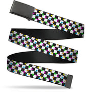 Black Buckle Web Belt - Mushrooms Scattered Checker Black/White/Multi Neon Webbing Web Belts Buckle-Down   