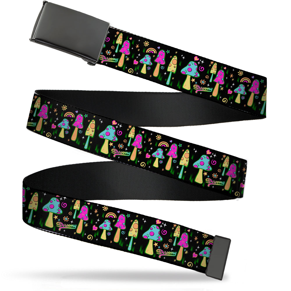 Black Buckle Web Belt - Mushroom SHROOMY Garden Black/Multi Color Webbing Web Belts Buckle-Down   
