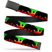 Web Belt Blank Black Buckle - Cali Bear/Star Silhouette Rasta/Black Webbing Web Belts Buckle-Down   