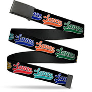 Web Belt Blank Black Buckle - SAUCE Baseball Script Black/Multi Color Webbing Web Belts Buckle-Down   
