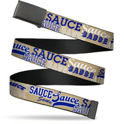 Web Belt Blank Black Buckle - SAUCE Typography Collage Tan/White/Blue Webbing Web Belts Buckle-Down   