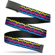 Web Belt Blank Black Buckle - Scribble Zig Zag Stripe Navy/Multi Color Webbing Web Belts Buckle-Down   