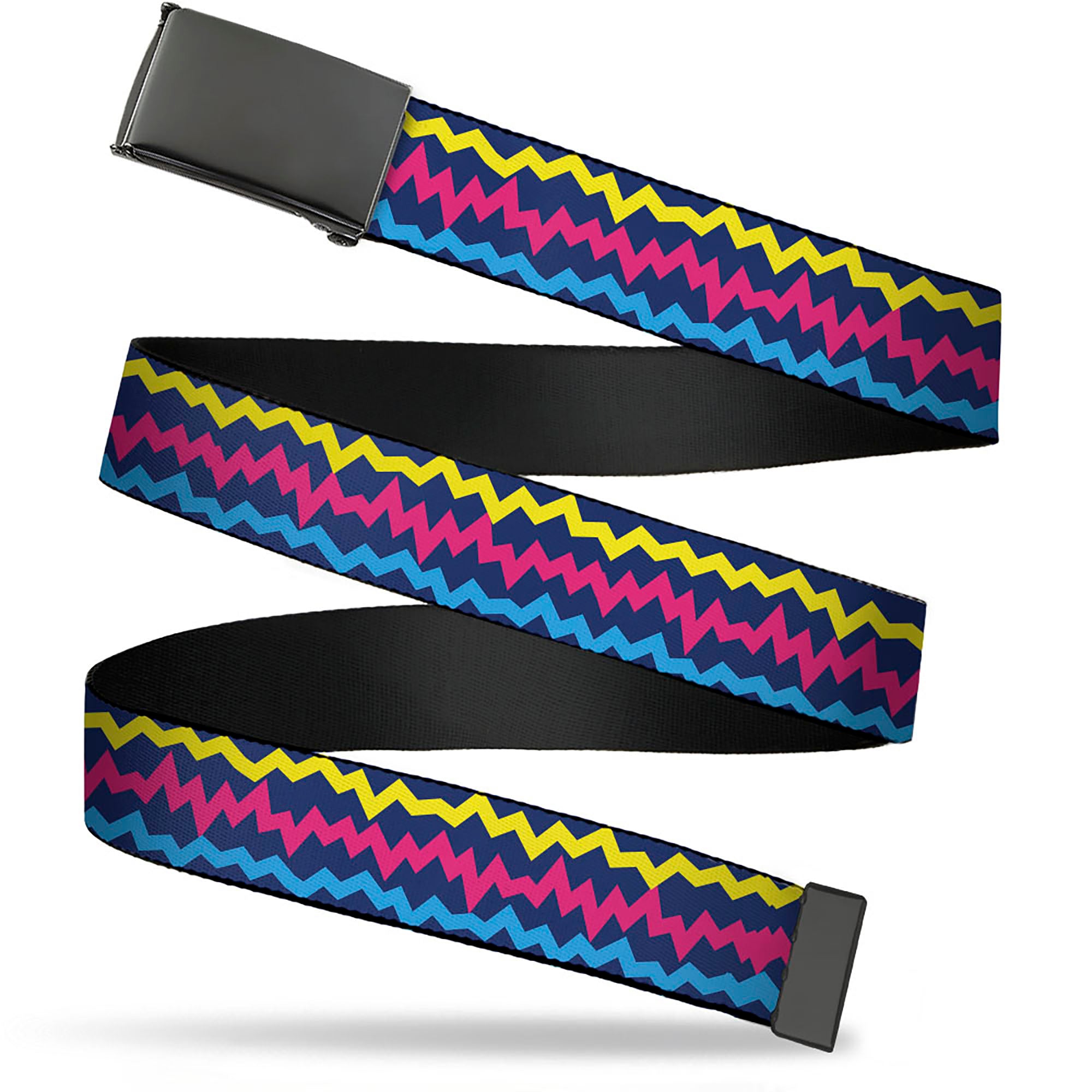 Web Belt Blank Black Buckle - Scribble Zig Zag Stripe Navy/Multi Color Webbing Web Belts Buckle-Down   