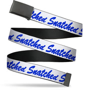 Web Belt Blank Black Buckle - SNATCHED Script  White/Blue Webbing Web Belts Buckle-Down   