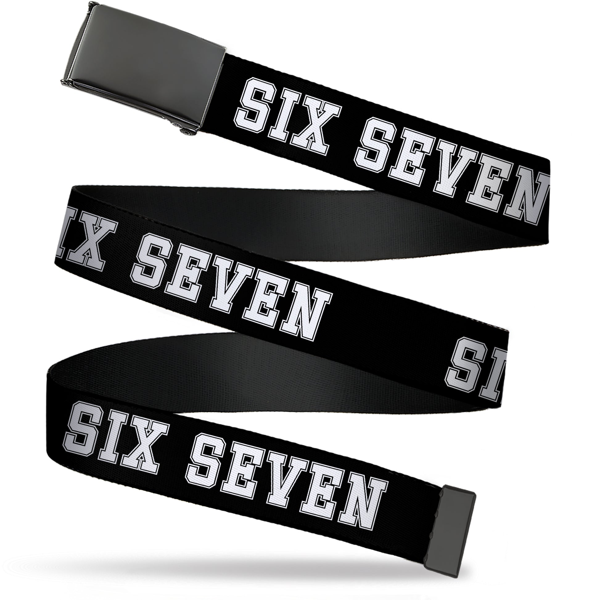 Web Belt Blank Black Buckle - SIX SEVEN Text Black/White Webbing Web Belts Buckle-Down