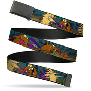 Black Buckle Web Belt - Daggett & Norbert Poses3 Rays Grays/Multi Color Webbing Web Belts Angry Beavers