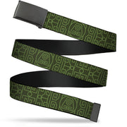 Web Belt Blank Black Buckle - Avatar Last Airbender Earth Element Symbol Black/Olive Green Webbing Web Belts Avatar The Last Airbender